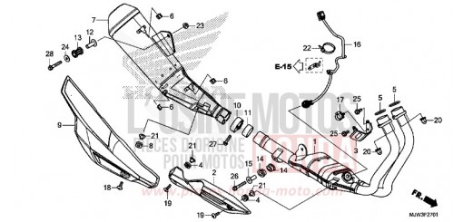 SILENCIEUX D'ECHAPPEMENT (CB500XH/CB500XAH/CB400XH/CB400XAH) CB500XAH de 2017